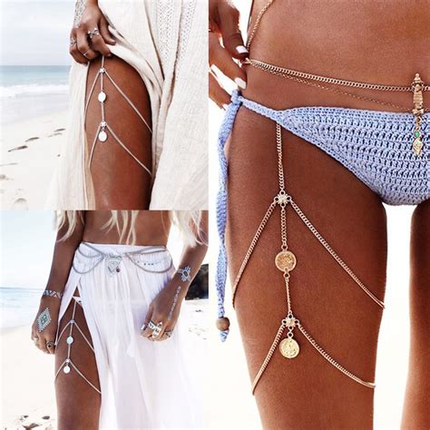Body Jewelry Fashion Jewelry Multi Layer Summer Thigh Leg Chain Bikini Beach Harness Body Body