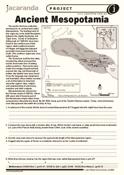 Map Of Mesopotamia Worksheet