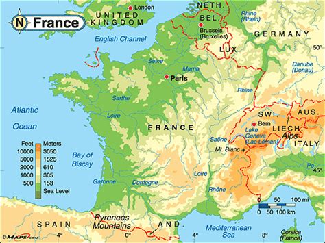 France Physical Map By From Worlds