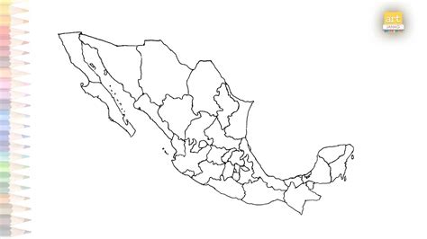 Mexico with States map outline | How to draw Mexico Map step by step