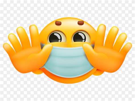 Download Cartoon emoji with medical face mask premium vector PNG ...