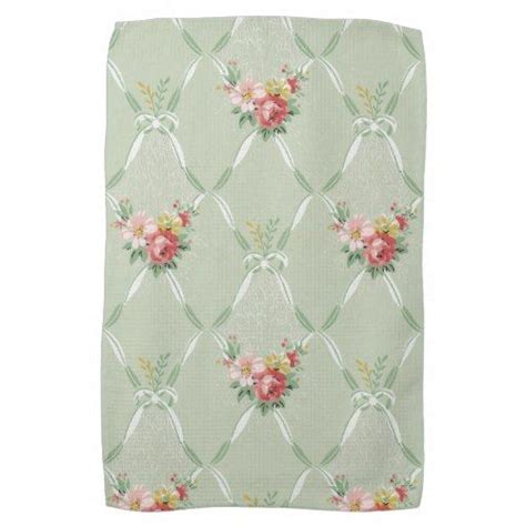 These fashionable assorted kitchen towels are made from premium quality cotton and feature three complementing patterns in a variety of colors to these towels are durable, colorful, and practical. Elegant Vintage Floral Wallpaper Kitchen Towel | Zazzle ...