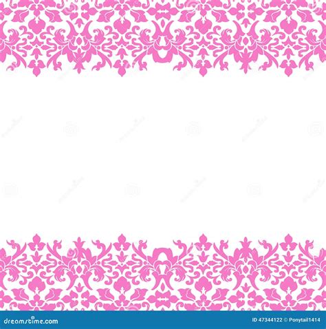 Damask Border Pink Stock Illustration Illustration Of Horizontal