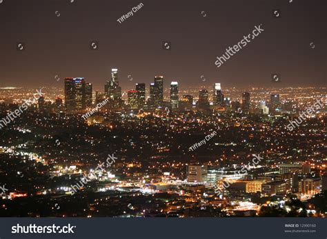 Los Angeles Skyline Night Stock Photo 12990160 Shutterstock