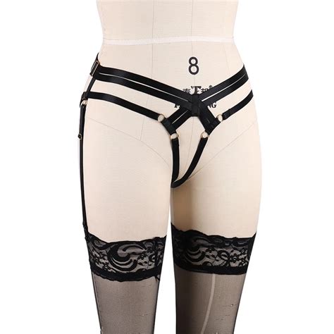 elastic underwear cage leg garter belt hollow suspender strap p0166 polyester spandex support in