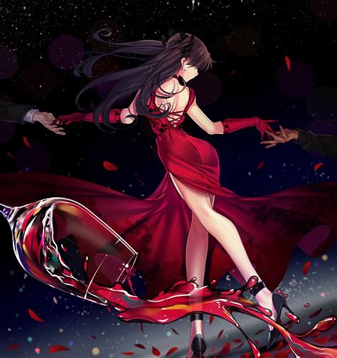 Rin In A Gorgeous Red Dress Fatestaynight