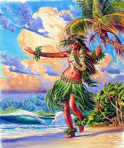 Island girl Julianne McPeters Art hawaïen Peinture acrilique Vahiné tahiti