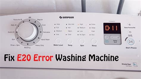 Fixed E20 Error 9kg Simpson Washing Machine YouTube