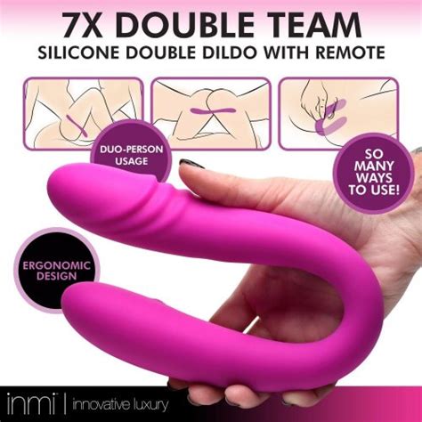 Inmi Vibrating Double Team Silicone Double Dildo With Remote Sex Toy