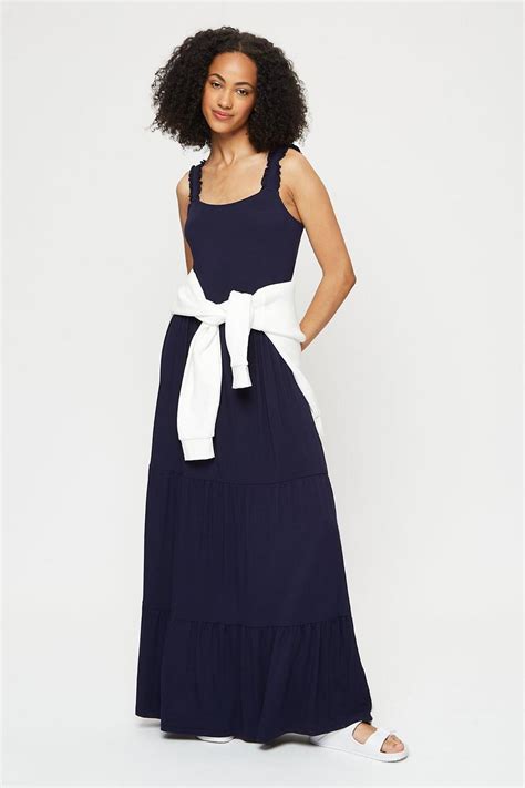Dresses Tall Navy Strappy Tiered Maxi Dress Dorothy Perkins