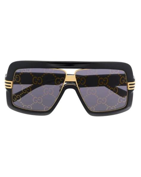 Gucci Eyewear Square Frame Oversized Sunglasses In Black For Men Lyst