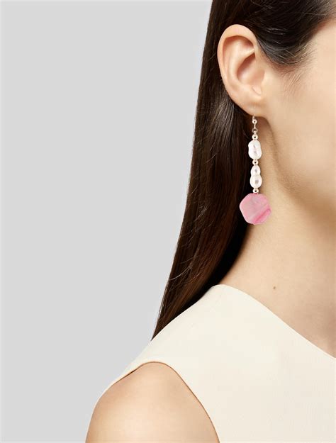 Earrings 14k Pearl And Dyed Mother Of Pearl Drop Earrings 14k Yellow