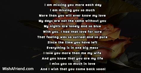I Am Missing You More Each Day Missing You Poem For Wife