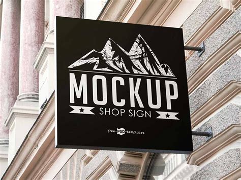 Free Square Shop Sign Mockup Mockuptree Sign Mockup Shop Signs