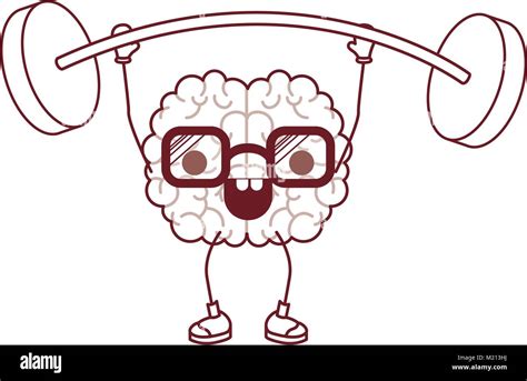 Cartoon With Glasses Train The Brain With Happy Expression In Dark Red