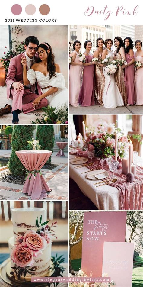 Dusty Pink and Gold Retro Vintage Wedding Colors