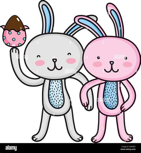 cute easter couple rabbit heart stock vector images alamy