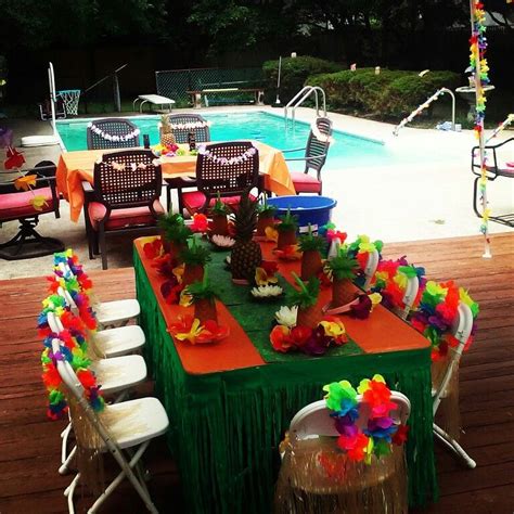 Luau Pool Party Luau Birthday Pool Party Table Decorations Home