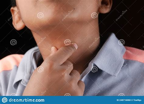 Teenage Boy Suffering Throat Pain Close Up Stock Photo Image Of Male