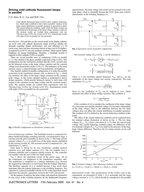 Driving Cold Cathode Fluorescent Lamps In Parallel Pdf Capacitor