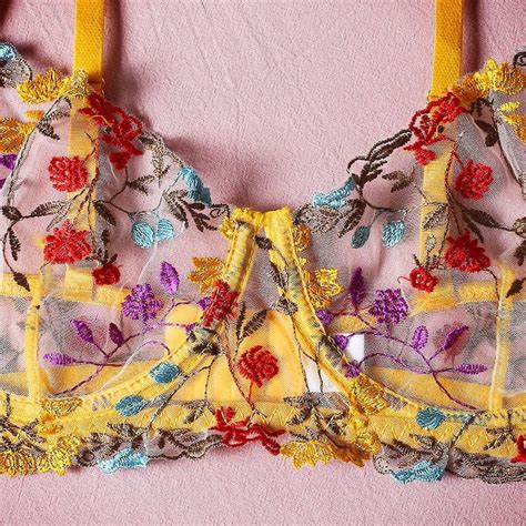 sexy bra and panties set lingerie yellow embroidery lace etsy