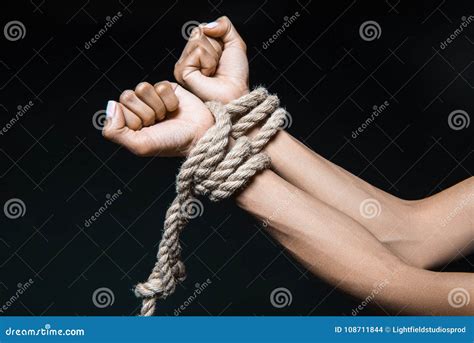 Female Hands Bound With Rope Stock Photo Image Of Bound Slave 108711844