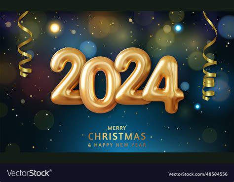 3d Happy New Year 2024 Background Royalty Free Vector Image