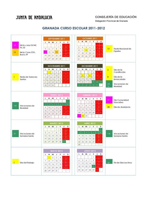 Ampa El Castillo Calendario Escolar Para El Curso