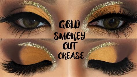 Gold Glitter Half Cut Crease Smokey Eye Tutorial Youtube