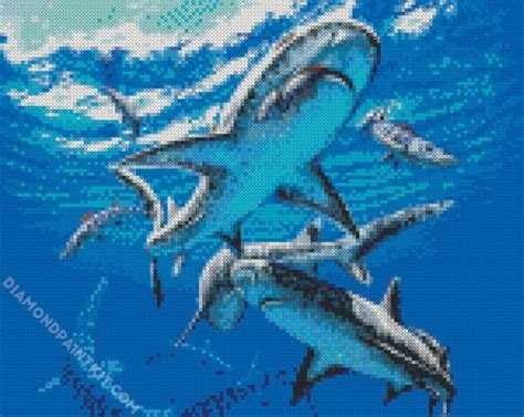 Megalodon Sharks 5d Diamond Painting