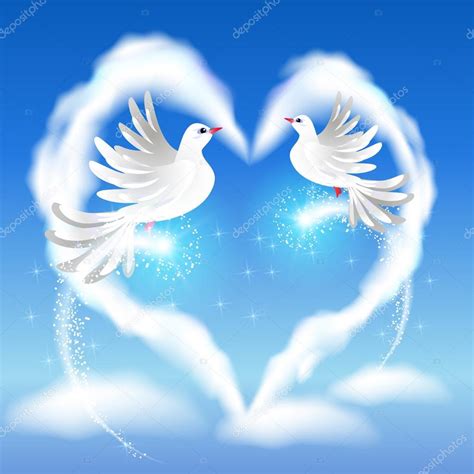 Monochrome Silhouette Of Two Flying Doves With A Letter Stock Vector 1bc