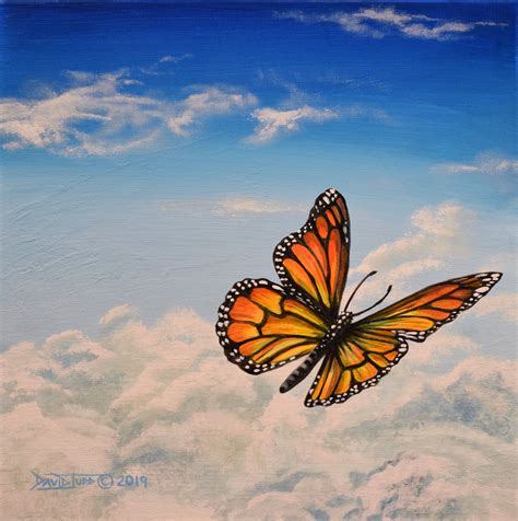Get up to 20% off. Flight home/acrylic monarch painting/butterfly flying free/monarch with clouds and blue skies ...