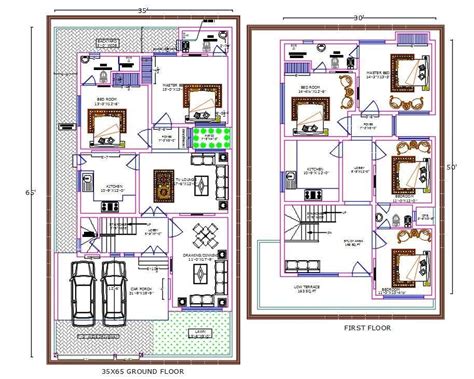 The Best Design For 35x65 Feet House Plot Ground Floor And First Floor