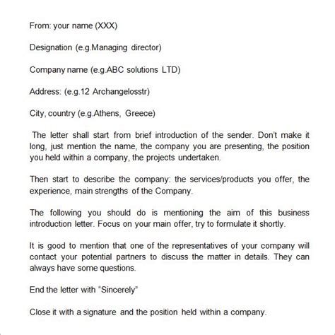 Things to remember when writing a letter of introduction. 7+ Business Introduction Letters | Introduction letter ...