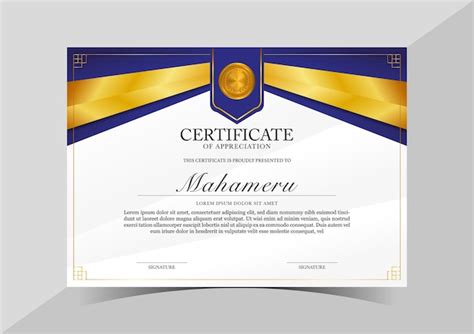 Premium Vector Certificate Appreciation Template Gold And Blue Color