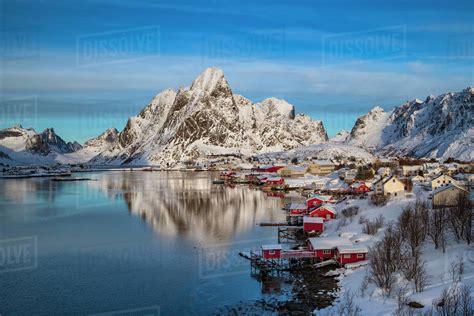 Reine Fishing Village In Winter Reinefjord Moskenesoya