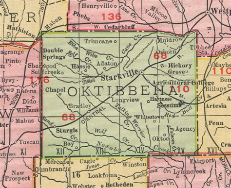 Oktibbeha County Mississippi 1911 Map Rand Mcnally Starkville