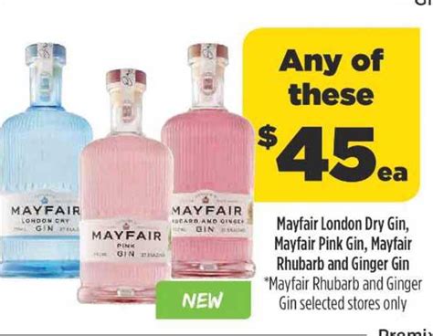 Mayfair London Dry Gin Mayfair Pink Gin Mayfair Rhubarb And Ginger Gin Offer At Liquorland