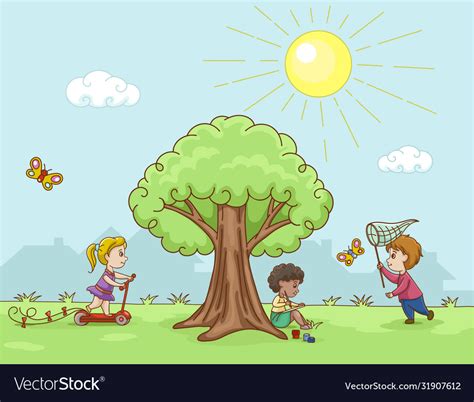 Children Walk In Nature Royalty Free Vector Image