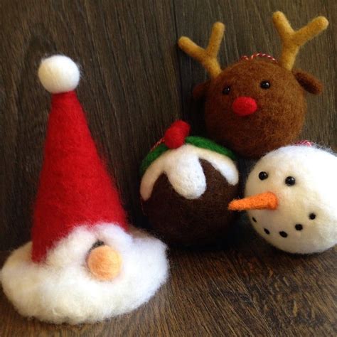 Christmas Needle Felting Kit 5 Designs Christmas Pudding Etsy