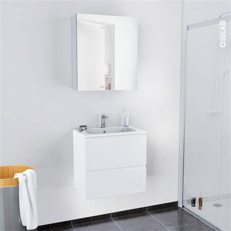 A l'inverse, pour une salle de bain moderne vous pouvez choisir des meubles blancs. Ensemble salle de bains Meuble IPOMA Blanc brillant Plan ...