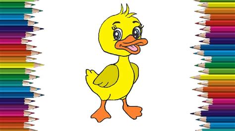 How To Draw A Baby Duck Cute And Easy Cartoon Duck Drawing Step By Step