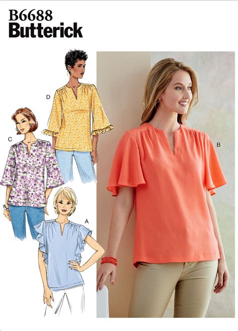 Sewing Pattern Pullover Blouse Pattern Loose Fit Top Pattern Flutter