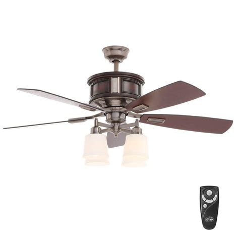 Ceiling fans with remote control functions come in different styles. Hampton Bay Garrison 52 in. Indoor Gunmetal Ceiling Fan ...