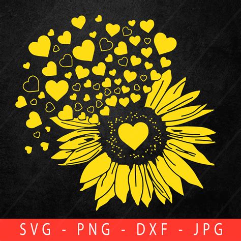 Sunflower Heart Svg Flower Svg Sunflower Svg Valentine Svg Etsy España