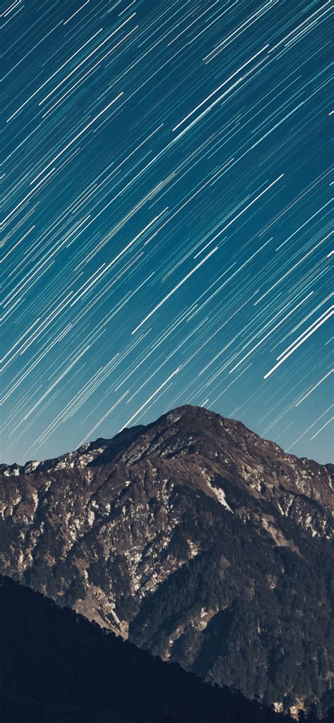 Star Trails Wallpaper 4k Mountain Range Astronomy Pattern Outer