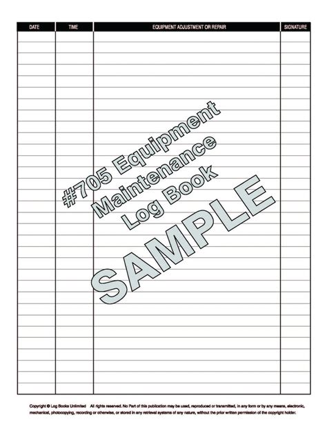 All Purpose Equipment Maintenance Log Book For Frequent