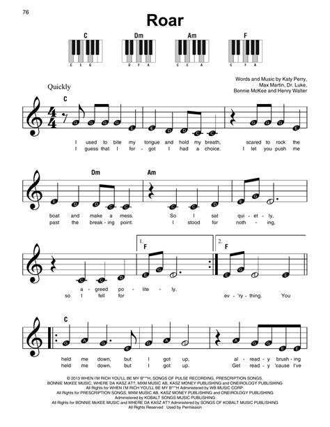Roar Sheet Music Katy Perry Super Easy Piano