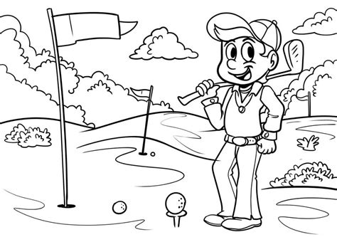 Desenhos De Taco E Bola De Golfe 1 Para Colorir E Imprimir