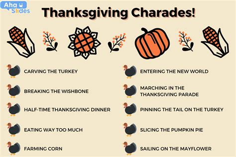 Thanksgiving Charades Word List Printable Bonbon Brea